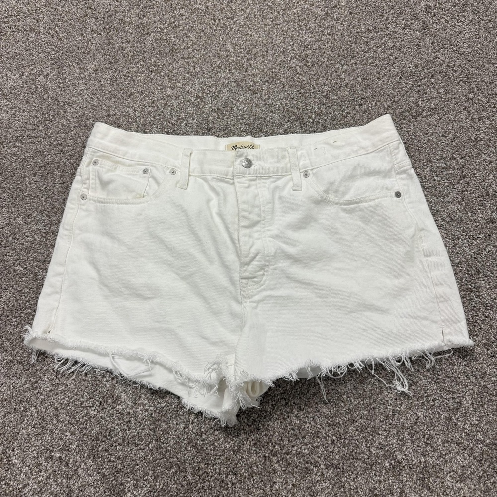 Madewell Relaxed Denim Shorts Womens 32 White Cutoff Frayed Hem Summer Casual